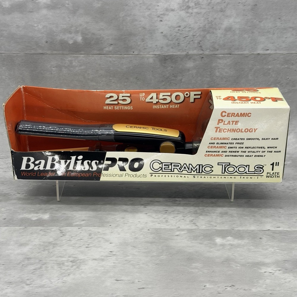 BaBylissPRO Ceramic Tools Straightening Iron, 1 Inch - Brand New - Dented Box
